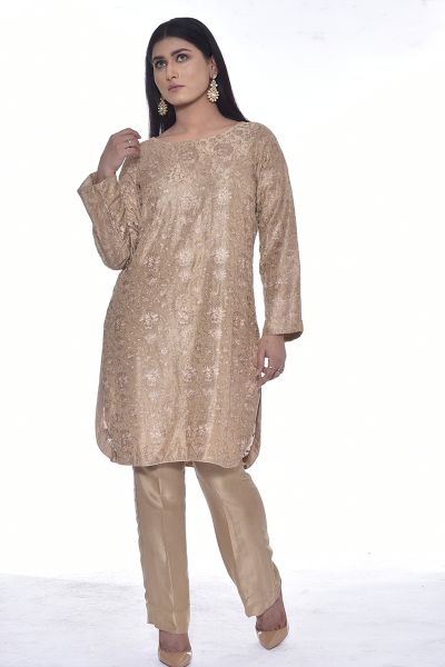 Picture of Korean Raw Silk - Short Length Shirt with Cigarette Pants