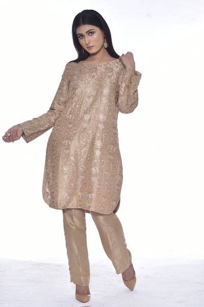 Picture of Korean Raw Silk - Short Length Shirt with Cigarette Pants