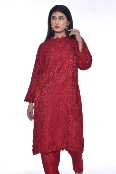 Picture of Korean Raw Silk - Fully Embroidered Silk Shalwar and Kameez 