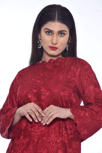 Picture of Korean Raw Silk - Fully Embroidered Silk Shalwar and Kameez 