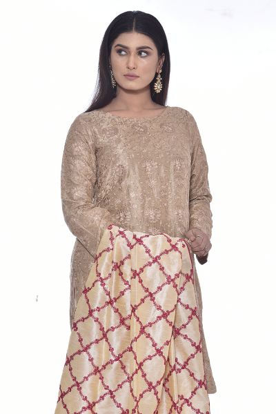 Picture of Fully Embroidered Raw Silk Shawl